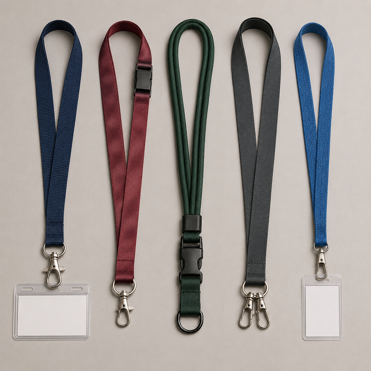 Five premium corporate lanyard styles